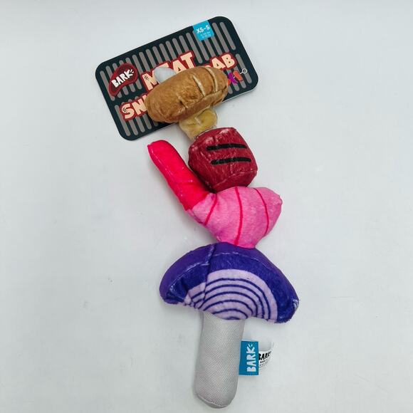 Bark XS-S Meat Sniffs-Kebab Plush Dog Toy Crinkle Squeaker Multi-Part New - Picture 1 of 2